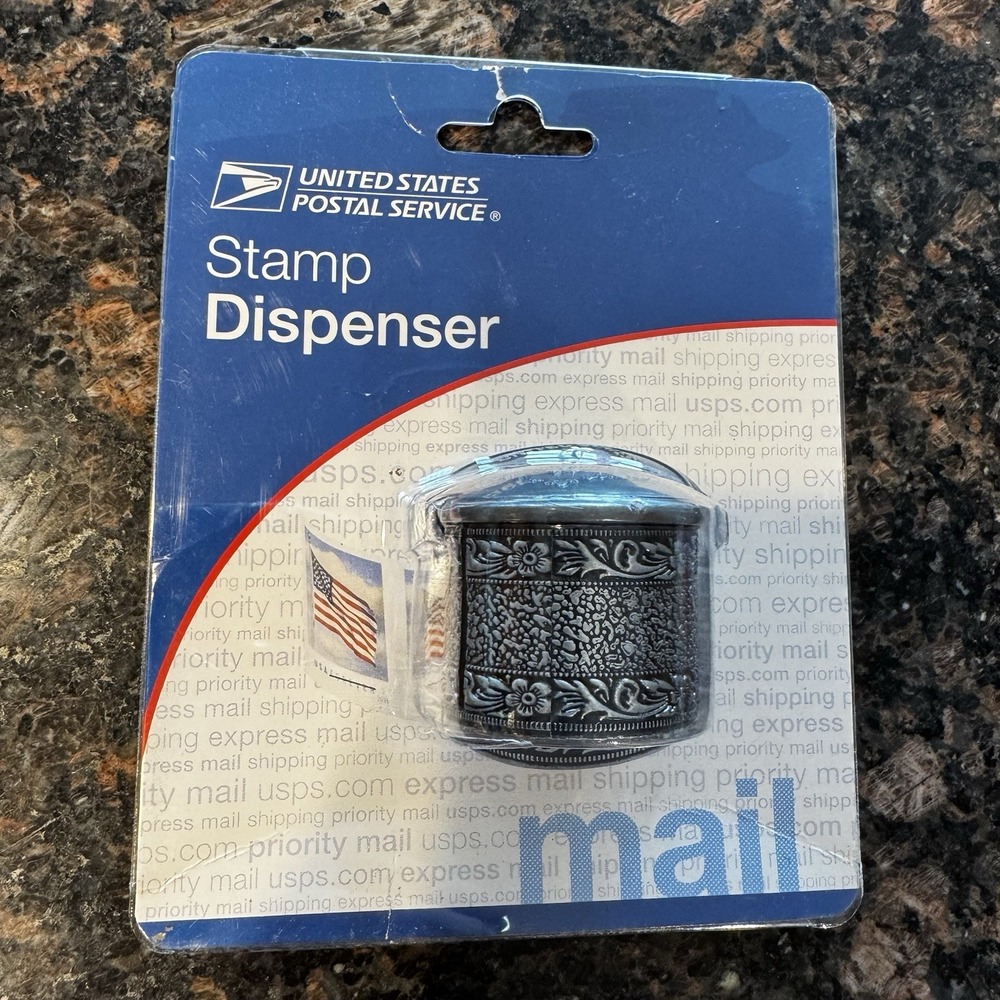 Metal Floral Rolled Stamps Dispenser United States Postal Service Holds 100